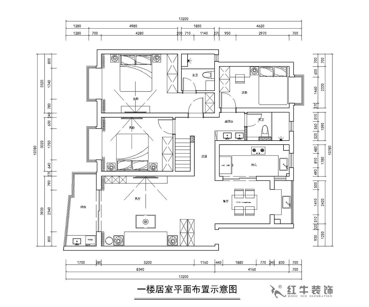 房亮_楓丹白露21-102-125㎡-現代簡約風格_3室2廳2衛(wèi)（老房裝修）_定制家￥214554_全包22萬00_02平面布置圖