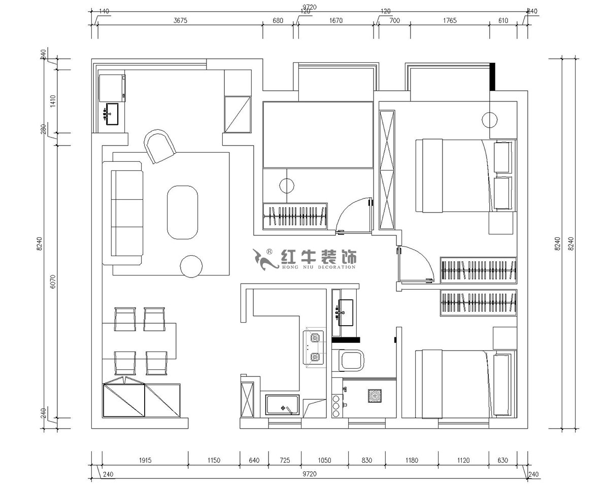 朱明琪｜仙林國際J-1802-95㎡-現(xiàn)代簡(jiǎn)約風(fēng)格｜3室2廳1衛(wèi)｜新房裝修｜成品家￥131929｜全包13萬｜00_02平面布置圖