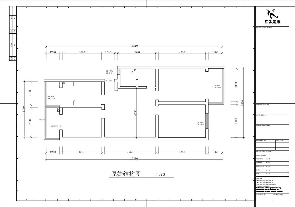 蔣琛｜金舟花園4-3-806-100㎡-現(xiàn)代簡(jiǎn)約風(fēng)格｜3室2廳1衛(wèi)｜老房裝修｜定制家｜全包12萬｜00_01原始結(jié)構(gòu)圖